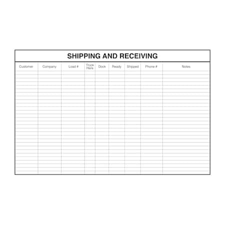 5S Supplies Shipping and Receiving Board Aluminum Dry Erase 72in x 46in SHIPRECEIVEBRD-7246-DRYERASE
